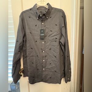 Chaps Men's Black and Grey Button-Down Shirt